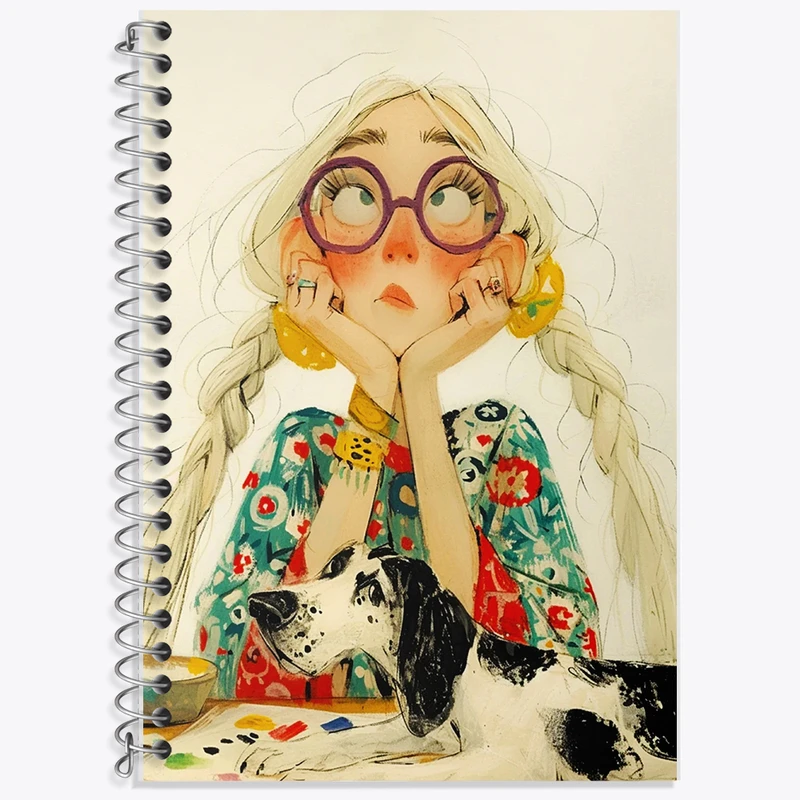 دفتر زبان 50 برگ خندالو مدل دو خط طرح دختر خنگ کد F7666