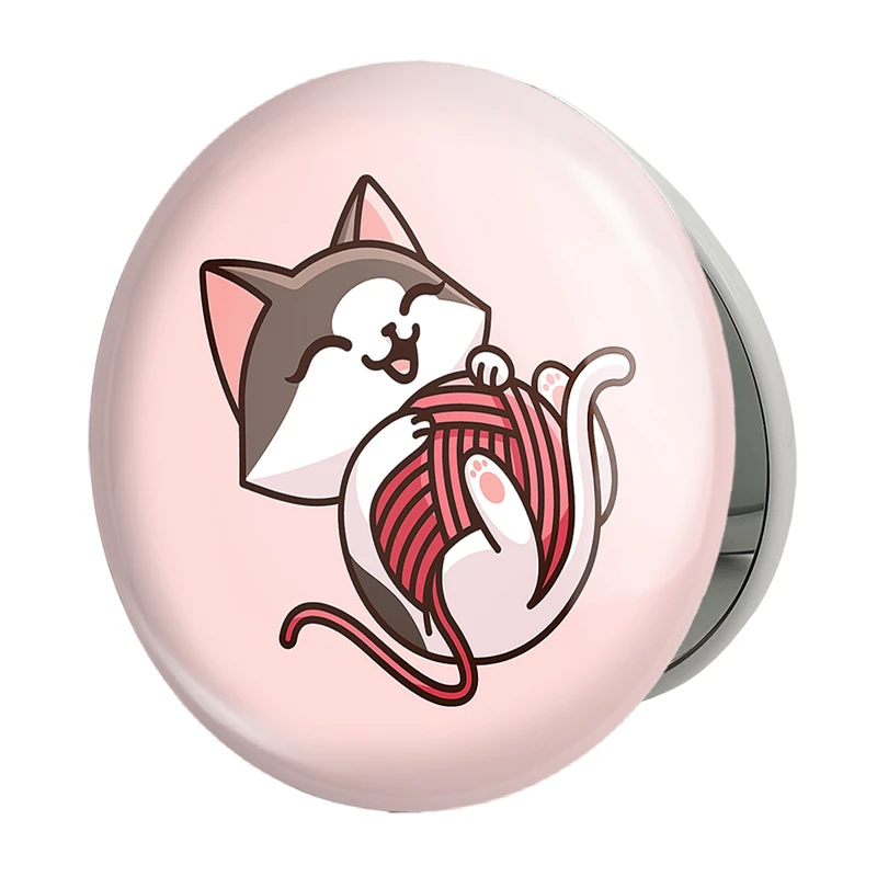 آینه جیبی خندالو طرح حیوانات بامزه گربه مدل تاشو کد 28369 