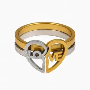 انگشتر زنانه مدل LOVE کد 039 در بسته دو عددی