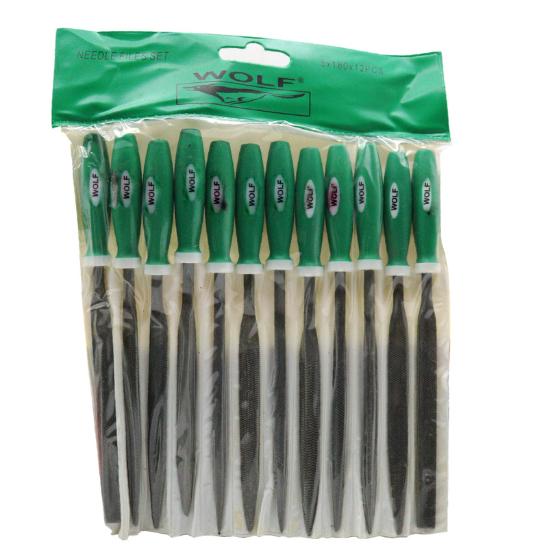 سوهان فلز ولف مدل دم موشی کد YP-5x180 مجموعه 12 عددی