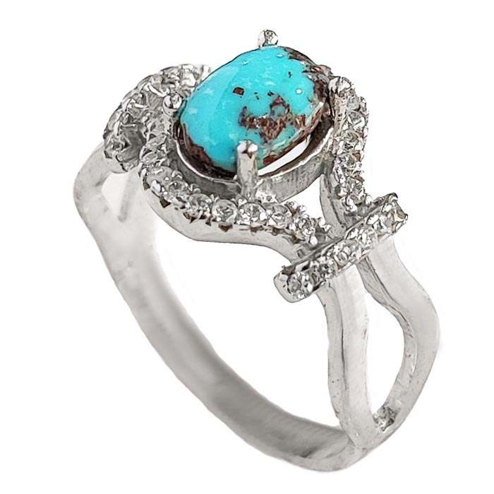 انگشتر نقره زنانه مدل فیروزه نیشابور FW3066