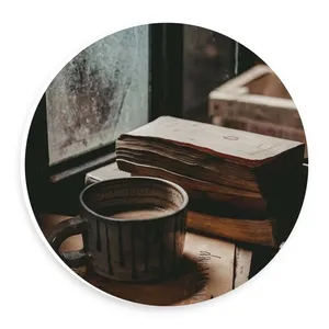 دیوارکوب طرح فنجان قهوه و کتاب ها مدل wtb932