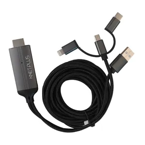 کابل تبدیل HDMI به microUSB/ USB C / لایتنینگ مدل KP-CT3 طول 2 متر