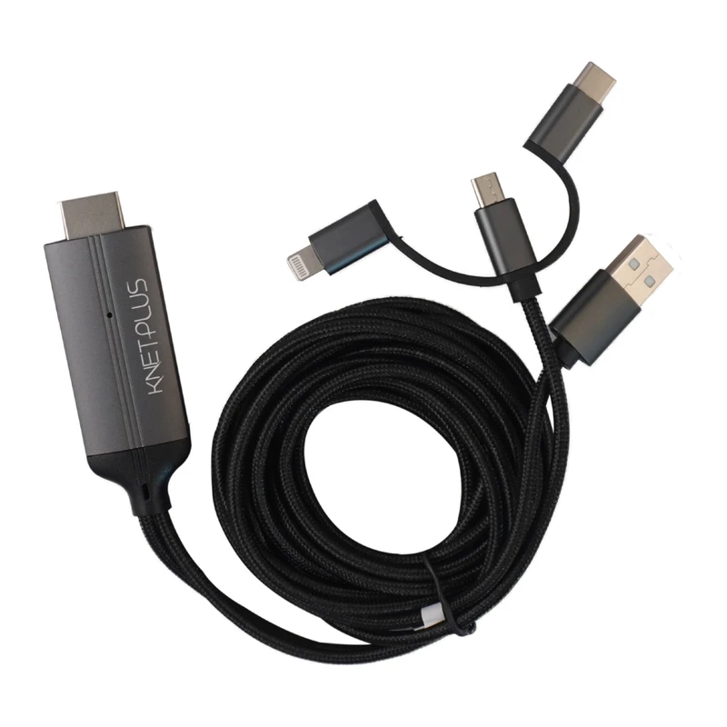 کابل تبدیل HDMI به microUSB/ USB C / لایتنینگ مدل KP-CT3 طول 2 متر