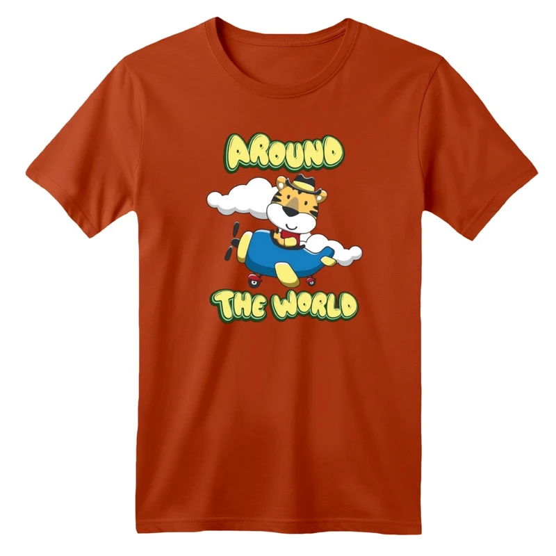 تی شرت آستین کوتاه بچگانه مدل ببر و هواپیما