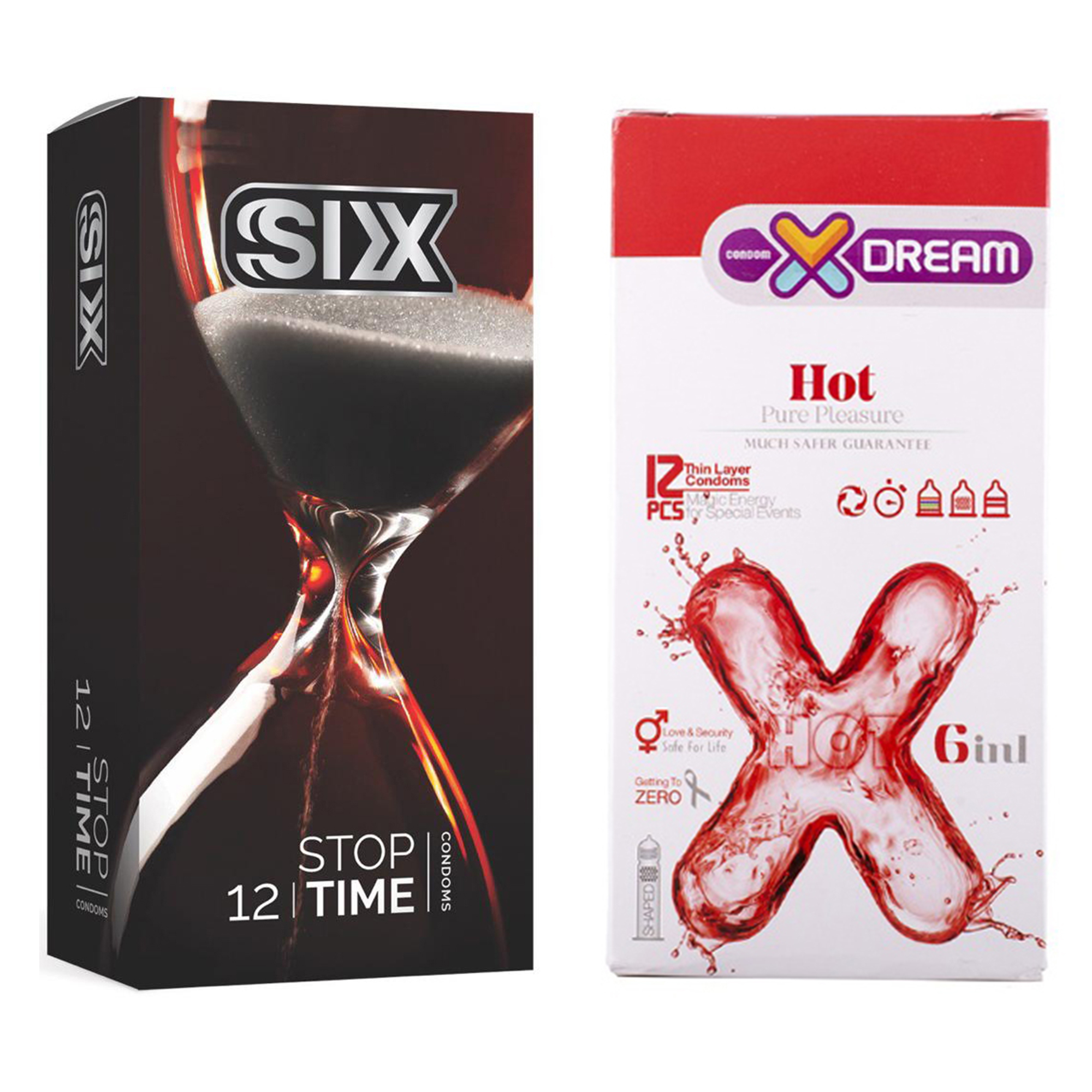  کاندوم سیکس مدل Stop Time بسته 12 عددی به همراه کاندوم ایکس دریم مدل Hot بسته 12 عددی