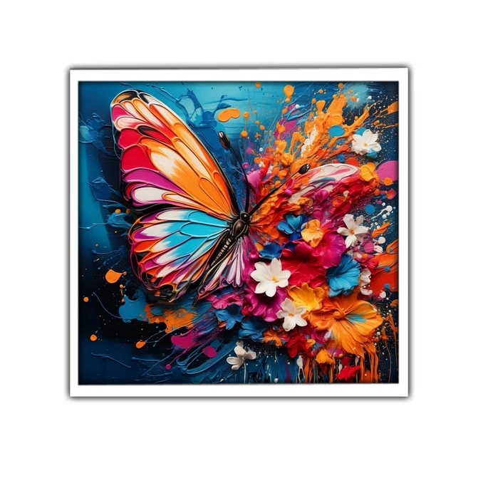 تابلو نوری بکلیت طرح نقاشی رنگ روغن پروانه رنگی مدل W-MID-17125