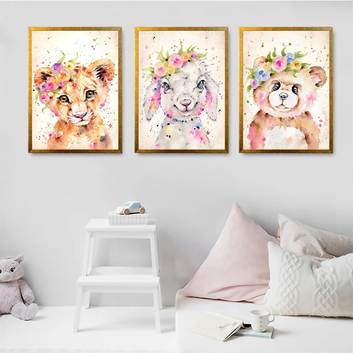 تابلو کودک و نوزاد مدل ANIMAL PAIN ART کد TC340T مجموعه 3 عددی