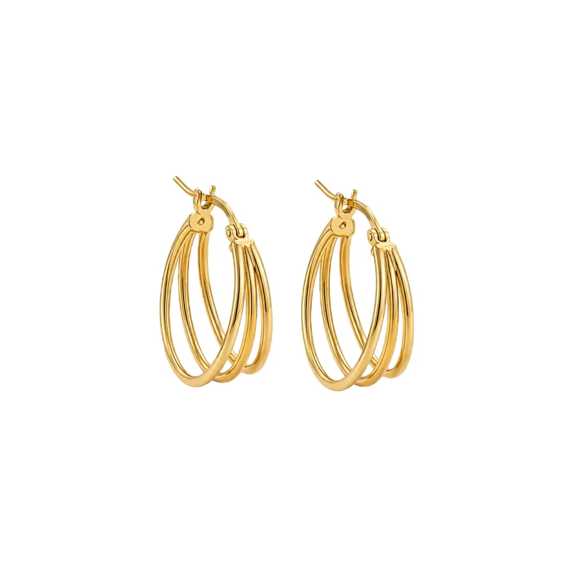 گوشواره کلیپسی طلا 18 عیار زنانه مان گالری مدل سه حلقه کد EA01-0024200
