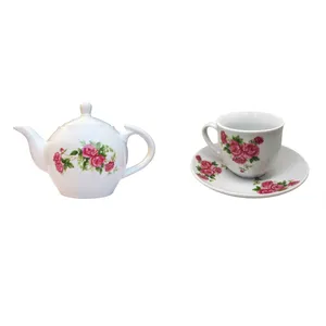 سرویس چای خوری 14 پارچه شرکت صنایع چینی تقدیس مدل ایتالیا گلسرخی