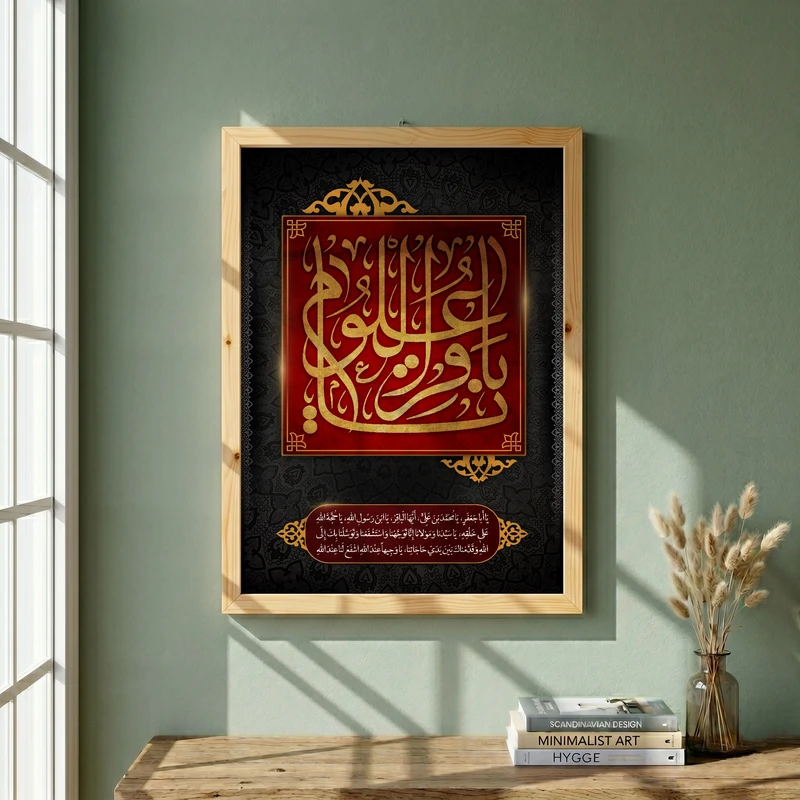 تابلو طرح شهادت امام باقر (ع) مدل G14270 فریم کرم روشن