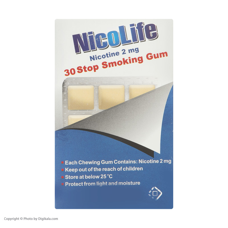 آدامس ترک سیگار نیکوتین ۲ میلی گرمی نیکلایف بسته ۳۰ عددی