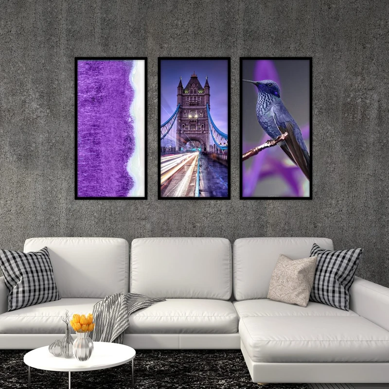 تابلو بکلیت طرح منظره شهری و پرنده مدل B-512 مجموعه 3 عددی