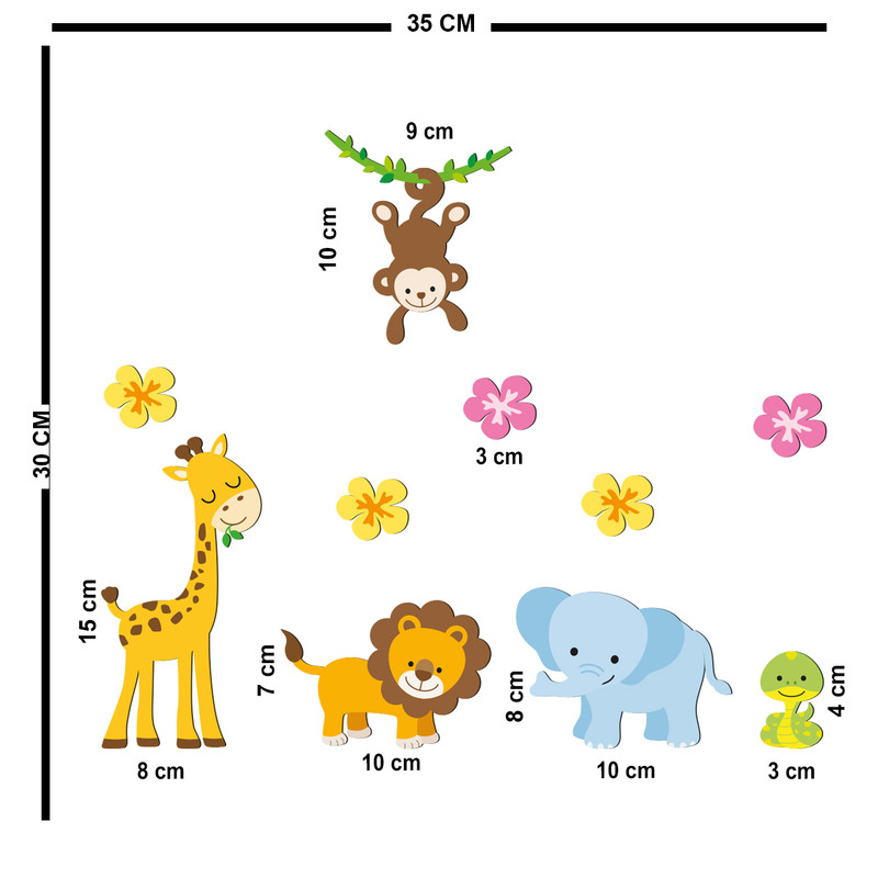 استیکر چوبی کودک باروچین مدل حیوانات خوشحال کد 6035 مجموعه 10 عددی
