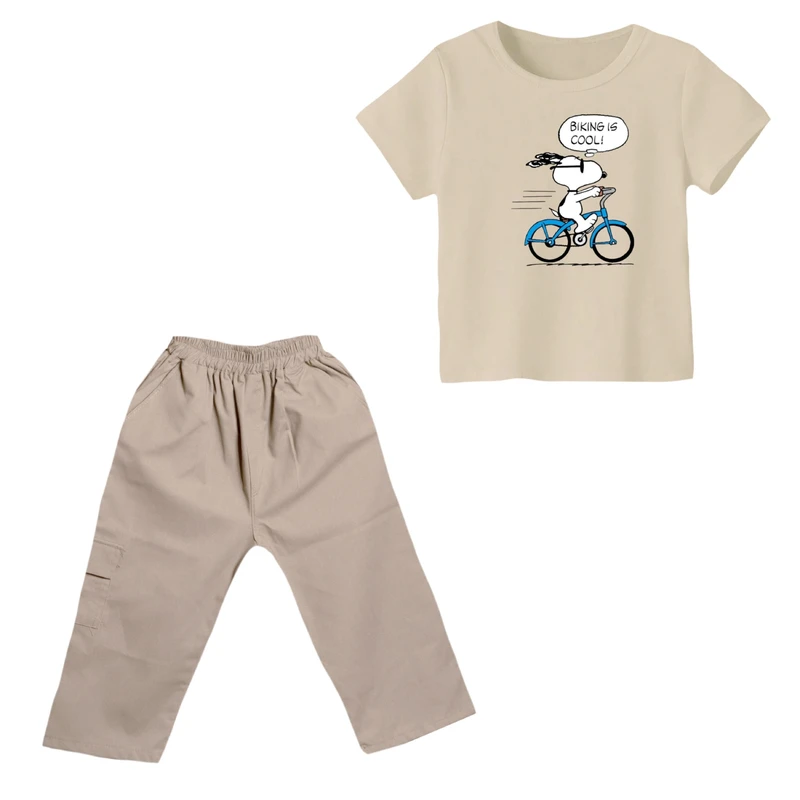 ست تی شرت و شلوارک پسرانه مدل اسنوپی کد ۸۹