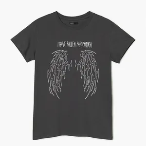 تی شرت آستین کوتاه زنانه کراپ مدل I have fallen far enough