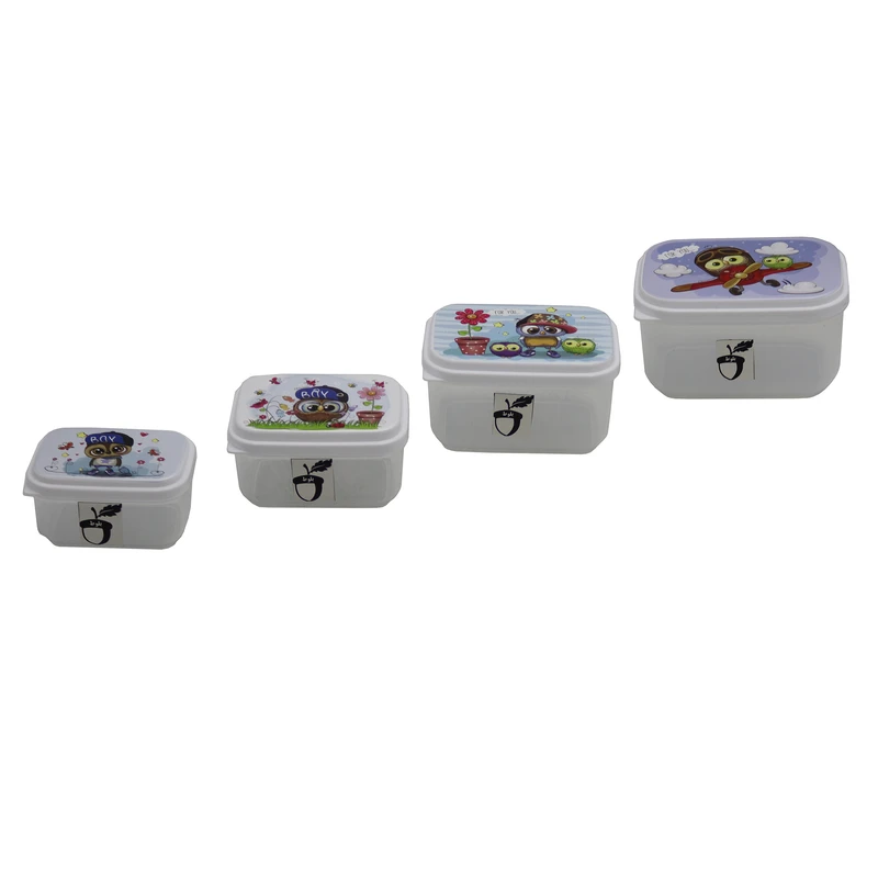 ظرف نگهدارنده مدل بلوط طرح جغد خلبان کد YP-MOSTATIL-04 مجموعه 4 عددی