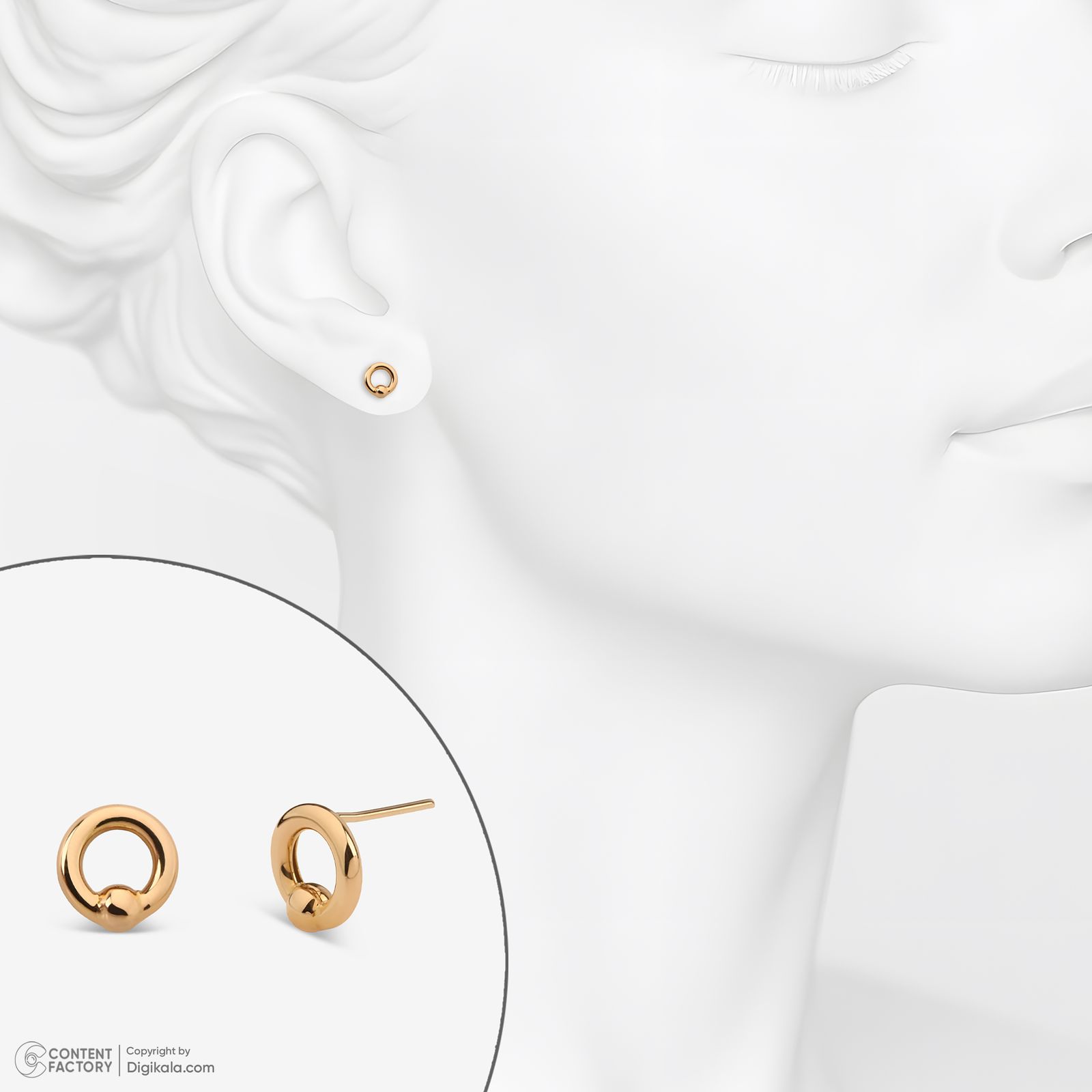 گوشواره میخی طلا 18 عیار زنانه ماوی گالری مدل گوی پروفیل - - 6