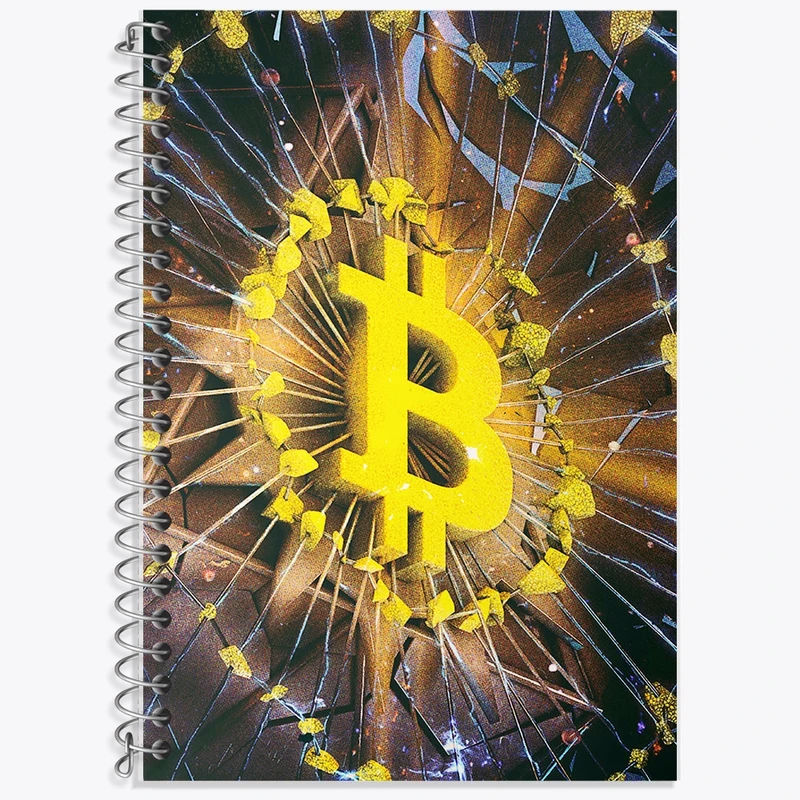 دفتر زبان 50 برگ خندالو مدل دو خط طرح بیت کوین (Bitcoin) کد F722