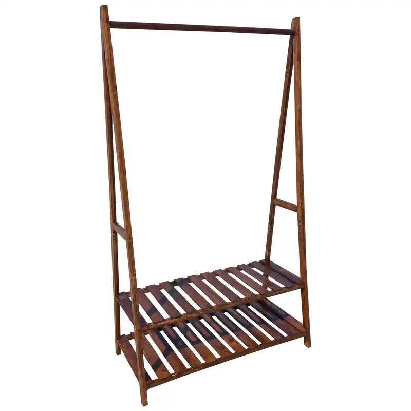 رگال لباس چوبی مدل مثلثی دو طبقه