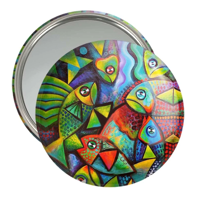 آینه جیبی خندالو مدل نقاشی انتزاعی  کد 5312