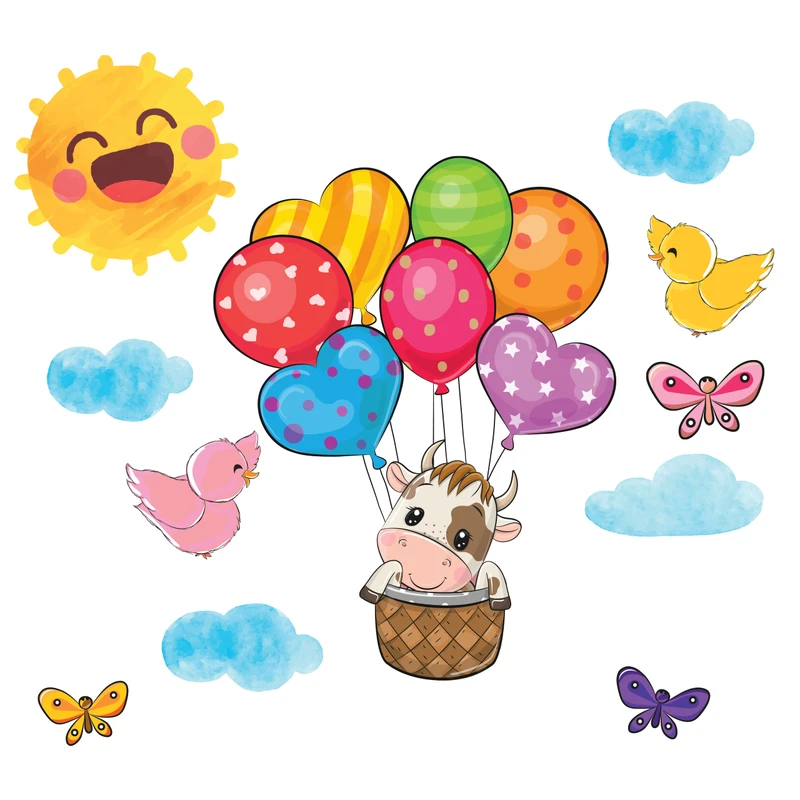 استیکر دیواری کودک مدل cute7 hk