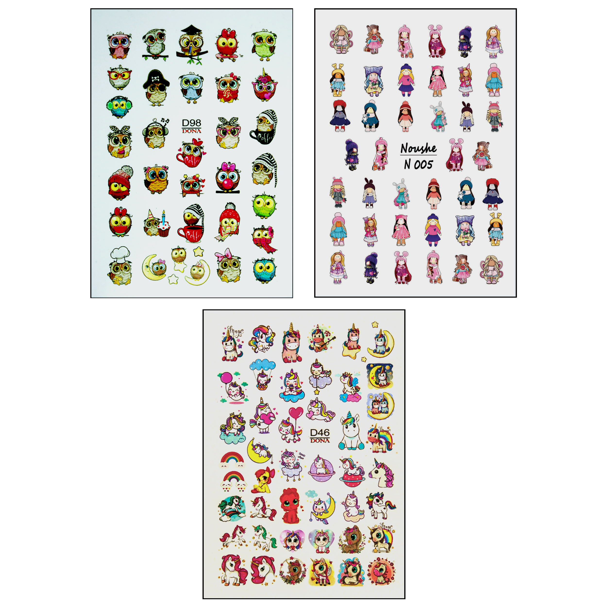 برچسب لنز ناخن کد D46-D98-N005 مجموعه 3 عددی