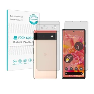 Rockspace HyGEL model transparent screen protector suitable for Google Pixel 6 mobile phone along with the back of the phone