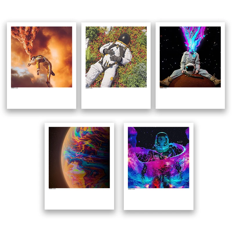 آویز تزیینی عرش مدل فانتزی فضا و کهکشان کد Asa1188 مجموعه پنج عددی