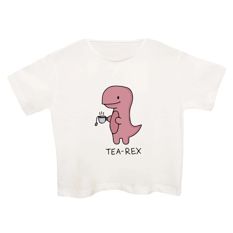 کراپ‌تی شرت آستین کوتاه زنانه مدل دایناسور