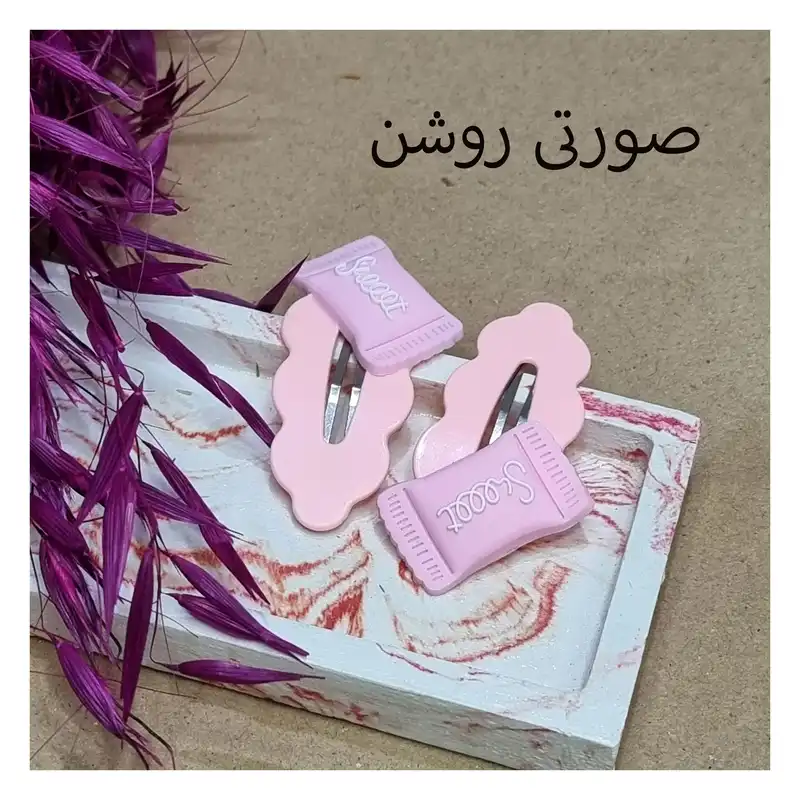 گیره مو زنانه مدل تق تقی پیکسل دار کد 04 بسته 2 عددی