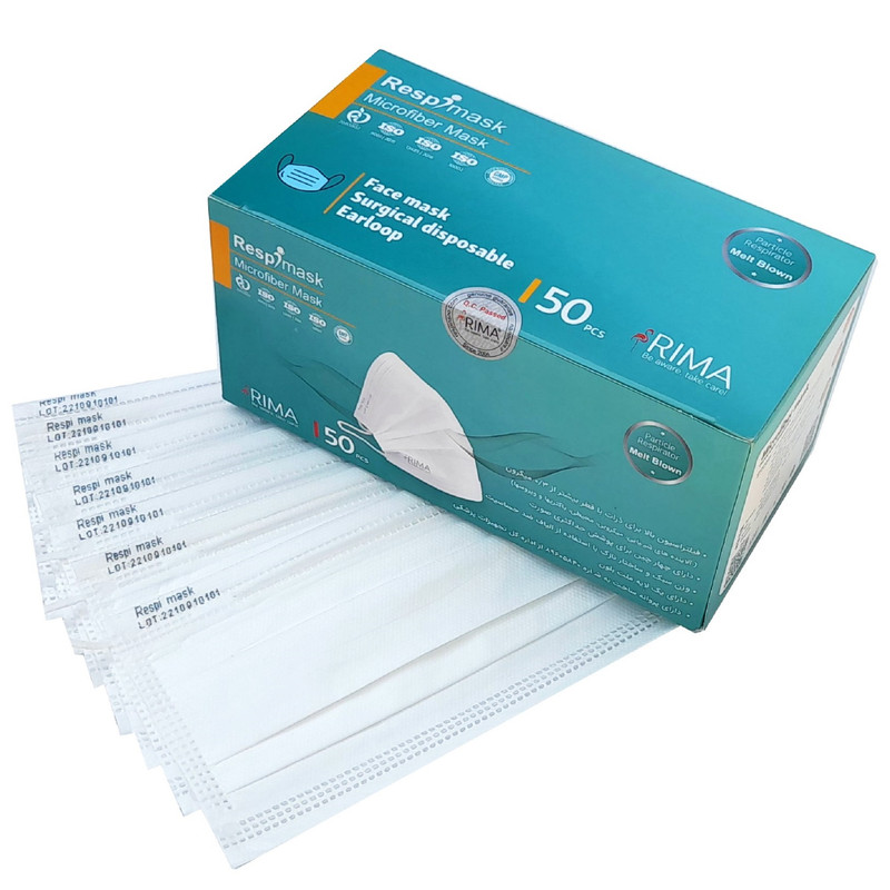 ماسک تنفسی ریما مدل سه لایه کد 3Ply-White بسته 50 عددی