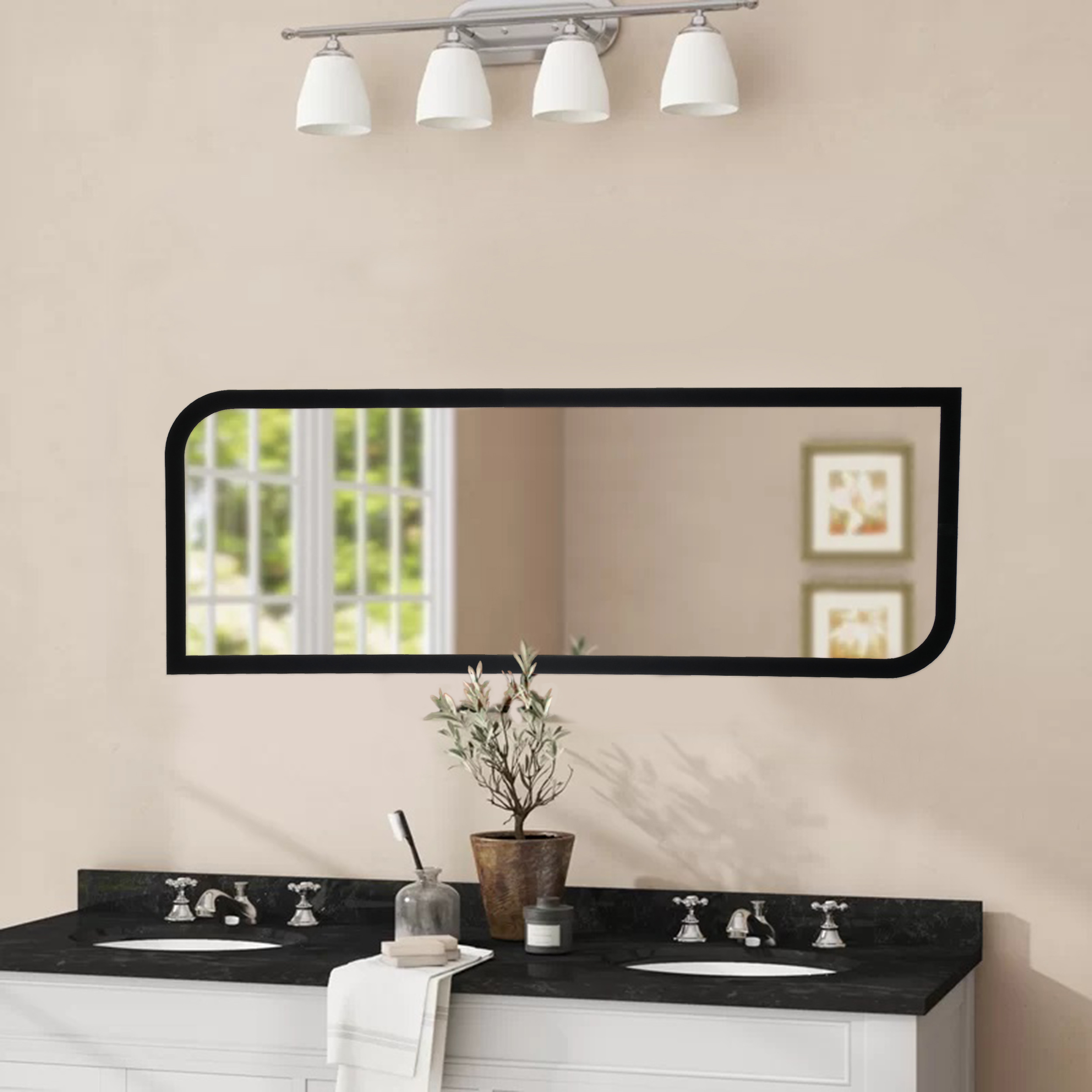 آینه سرویس بهداشتی الف مدل نیم قد بینا