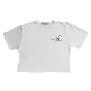 تی شرت آستین کوتاه زنانه مدل قلب چسبی 23-10 رنگ سفید