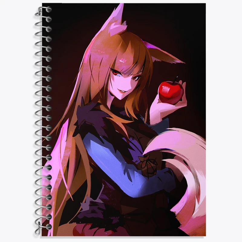 دفتر زبان 50 برگ خندالو مدل دو خط طرح هولو انیمه ادویه و گرگ کد 36099