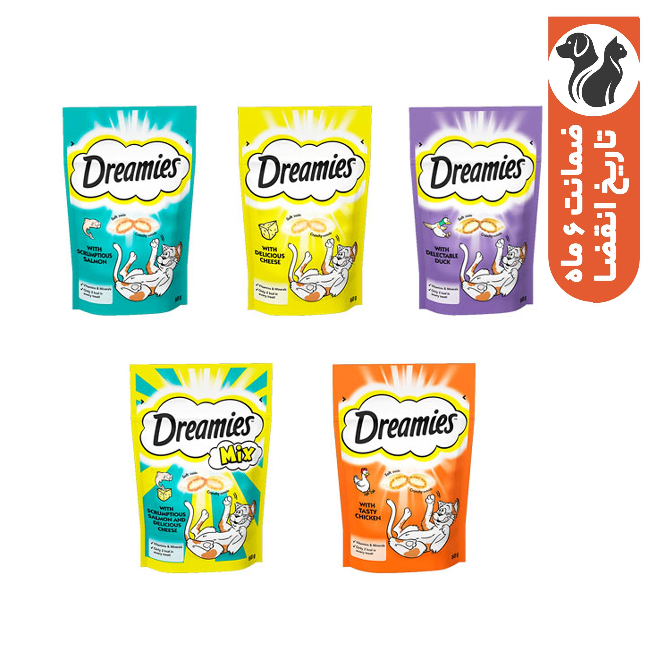 تشویقی گربه دریمیز مدل میکس وزن 60 گرم بسته 5 عددی