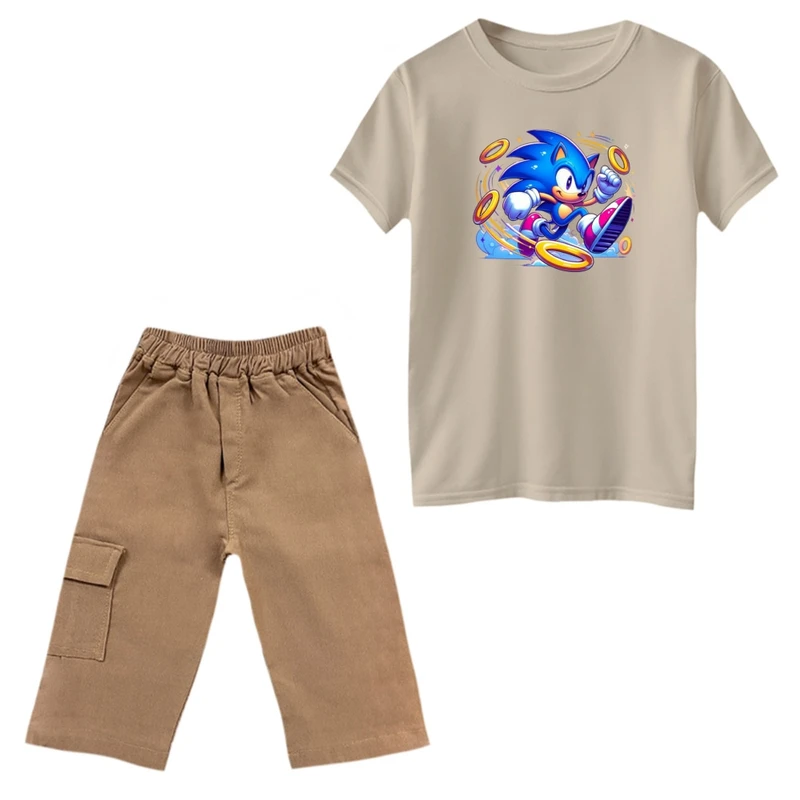 ست تی‌شرت و شلوارک دخترانه مدل سونیک کد 10