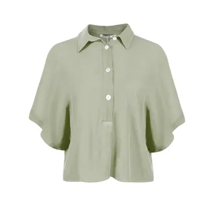 بلوز آستین کوتاه یقه انگلیسی زنانه سرژه مدل 204624