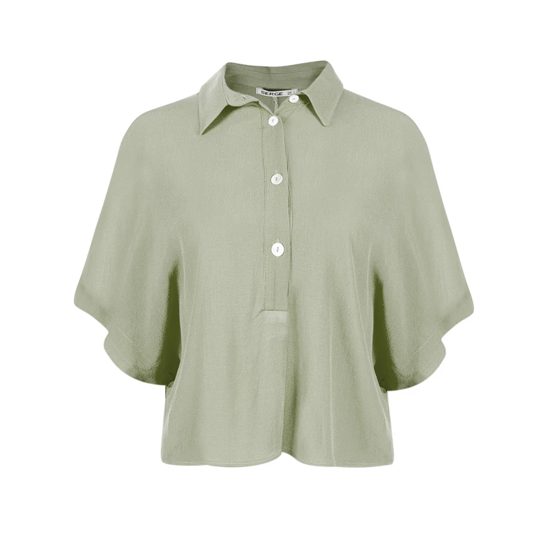 بلوز آستین کوتاه یقه انگلیسی زنانه سرژه مدل 204624