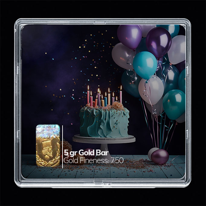 شمش طلا 18 عیار مدوپد مدل کیک و شمع کد SG10643