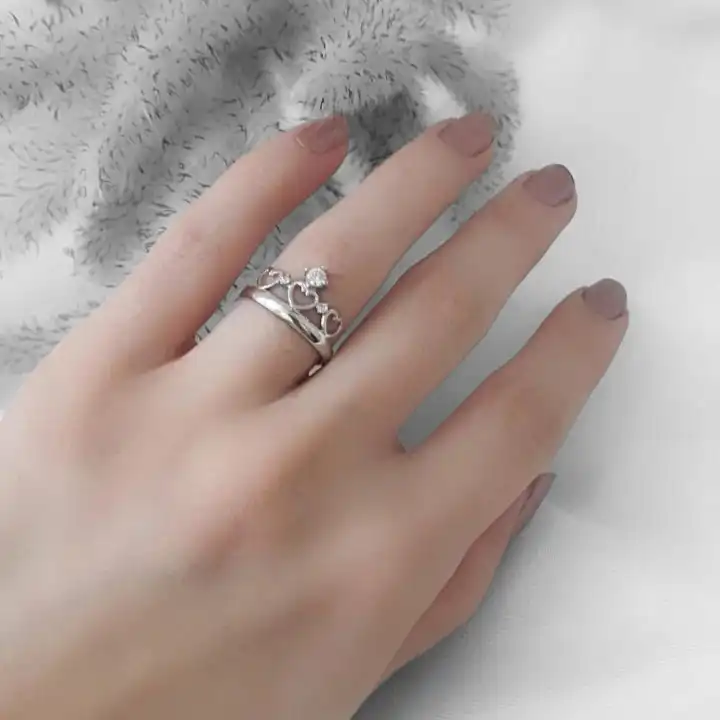 انگشتر نقره زنانه مدل سولیتر قلبی