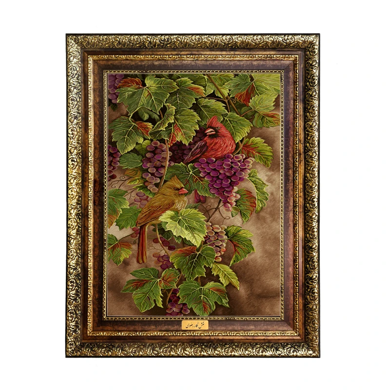 تابلو فرش ماشینی نقش نگار رضوی طرح پرنده کد 4263H