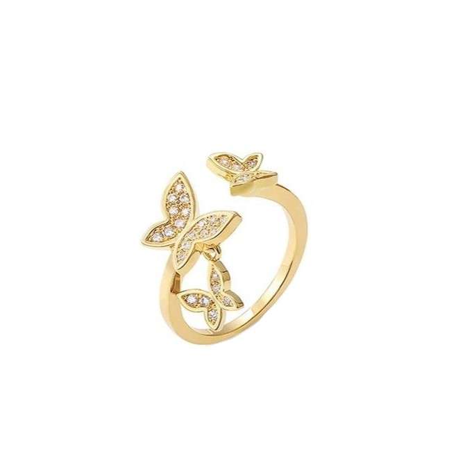   انگشتر طلا 18 عیار زنانه قیراط طرح پروانه کد GH5939