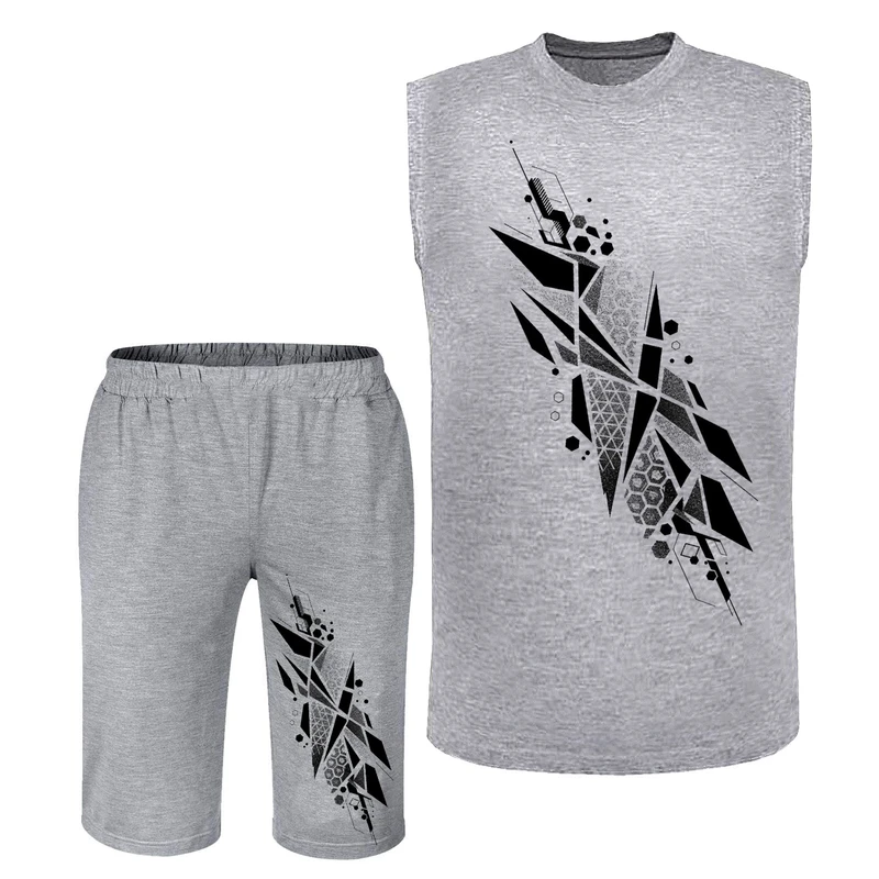 ست تاپ و شلوارک مردانه مدل انتزاعی A491