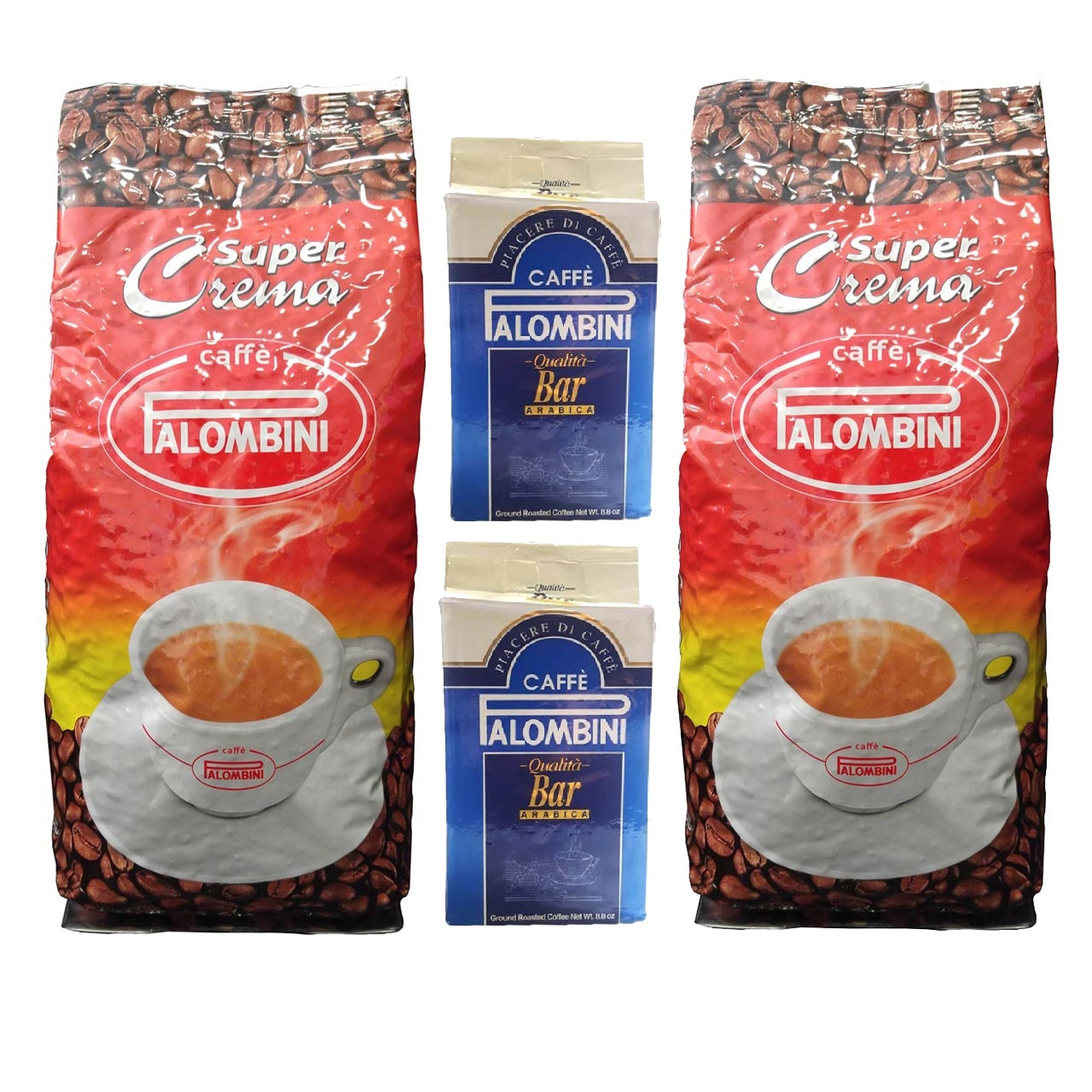 دانه قهوه پالومبینی مدل Super Creama بسته دو عددی به همراه پودر قهوه پالومبینی مدل Arabica بسته دو عددی