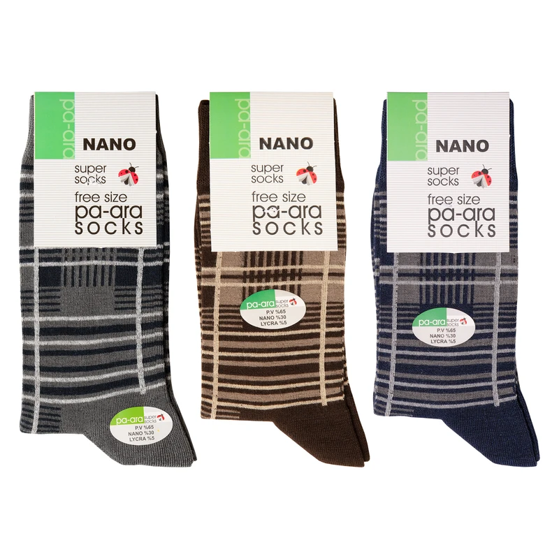 جوراب ساق بلند مردانه پاآرا مدل نانو 30 کد 1062 مجموعه 3 عددی