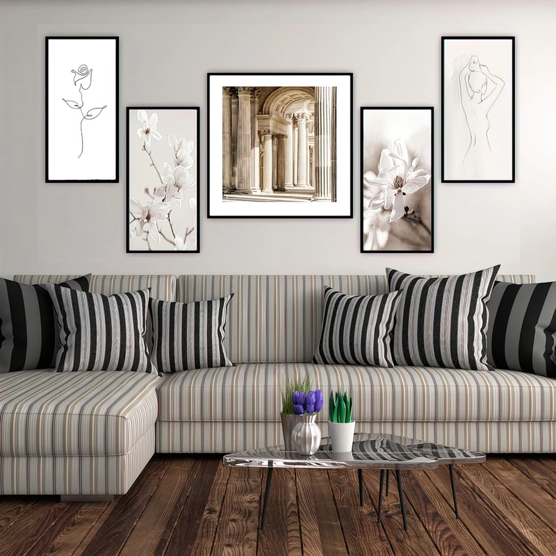 تابلو بکلیت طرح نقاشی مینیمال مدل شاین اکلیلی B-1936 مجموعه 5 عددی