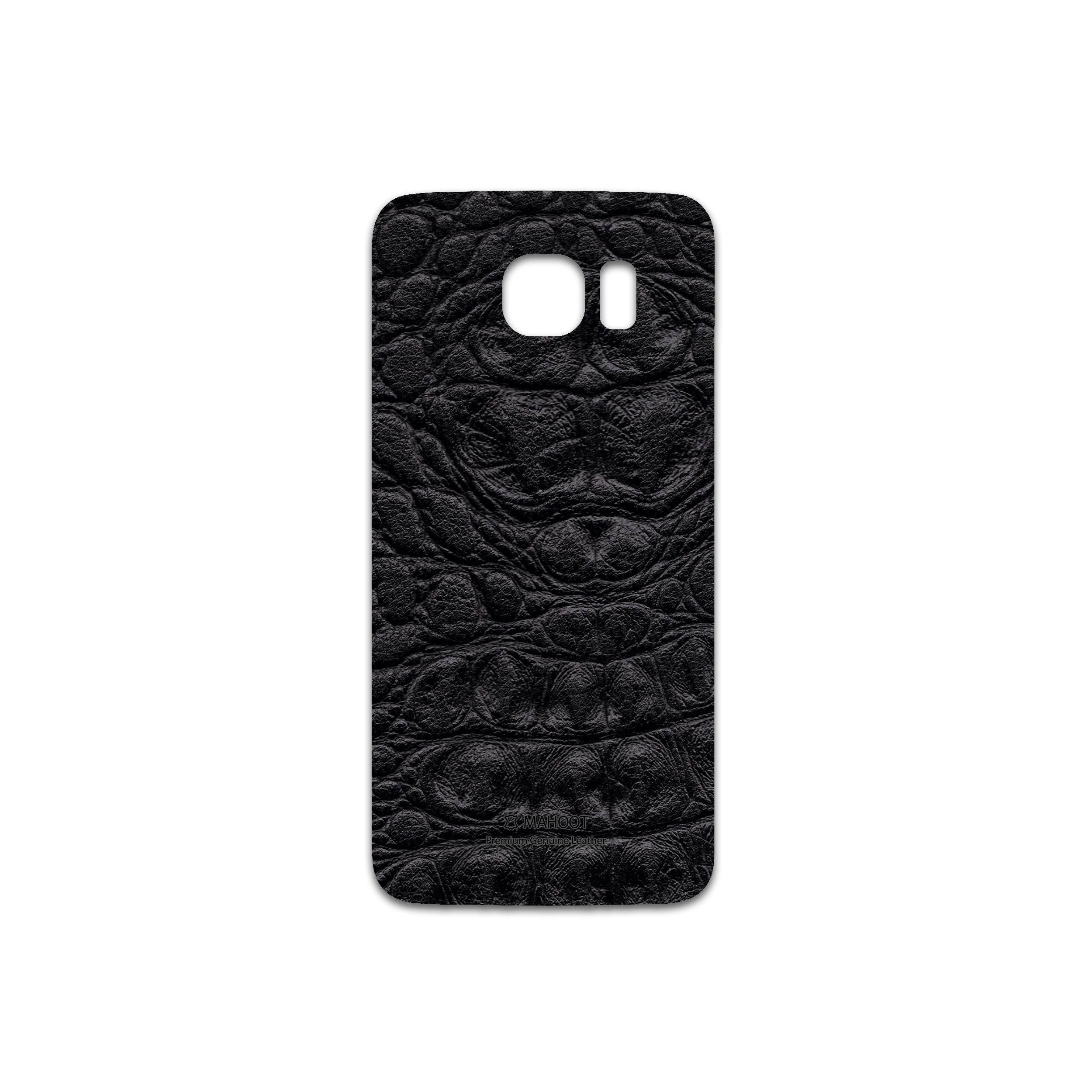 برچسب پوششی ماهوت مدل Black-Crocodile-Leather مناسب برای گوشی موبایل سامسونگ Galaxy S6