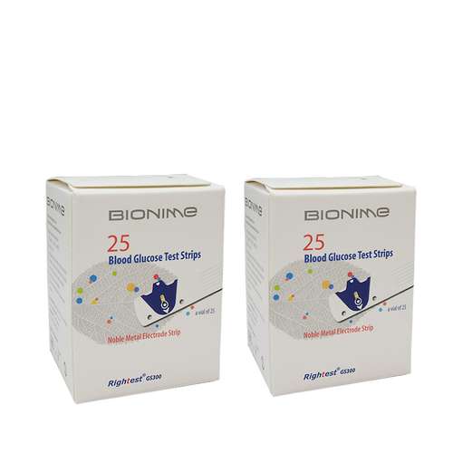 نوار تست قند خون بایونیم مدل GS300 دو بسته 25 عددی