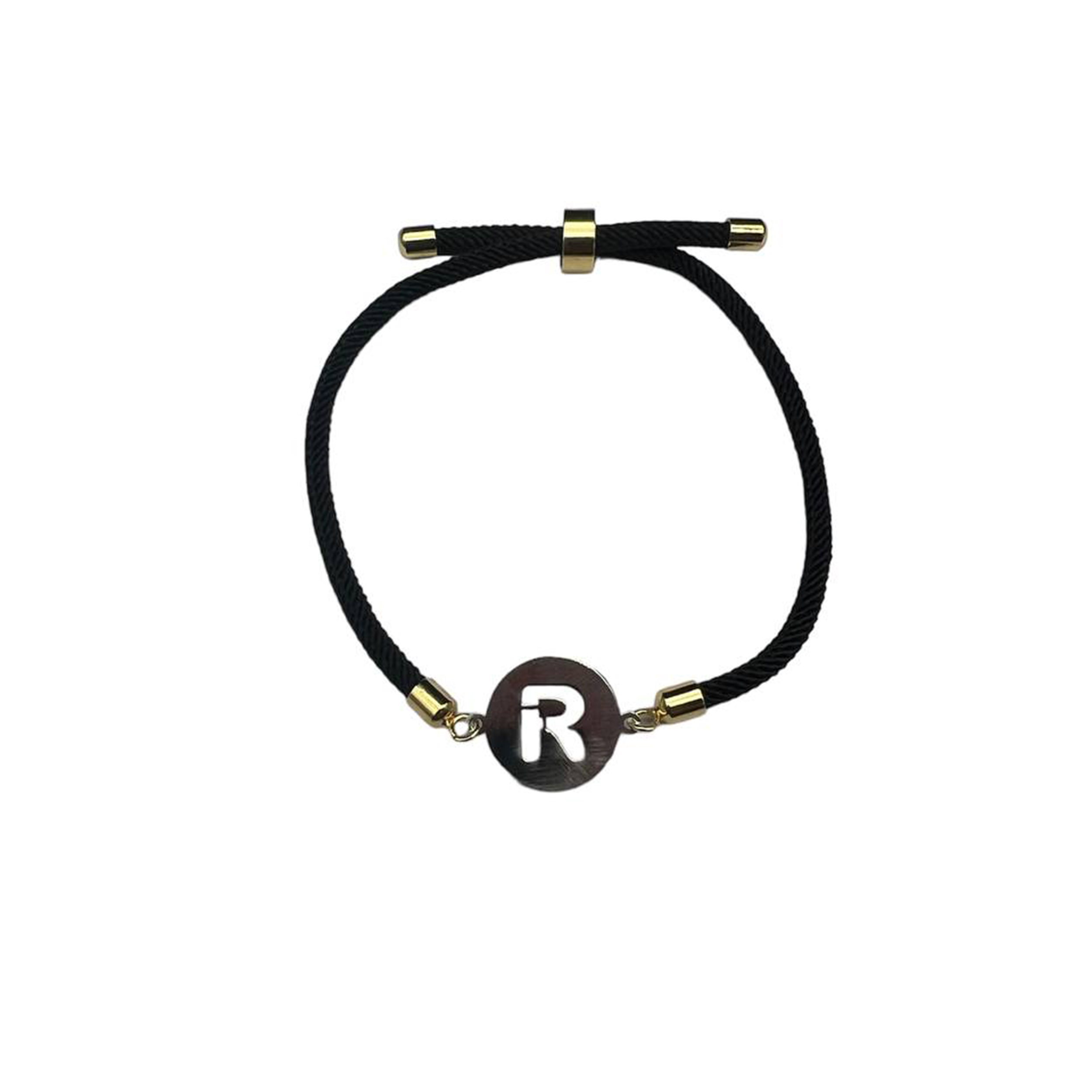 دستبند نقره طرح حرف R مدل تو خالی